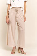 J.NNA Smocked Waist Boho Wide Leg Pants with Pockets - Crowned Energy CO.