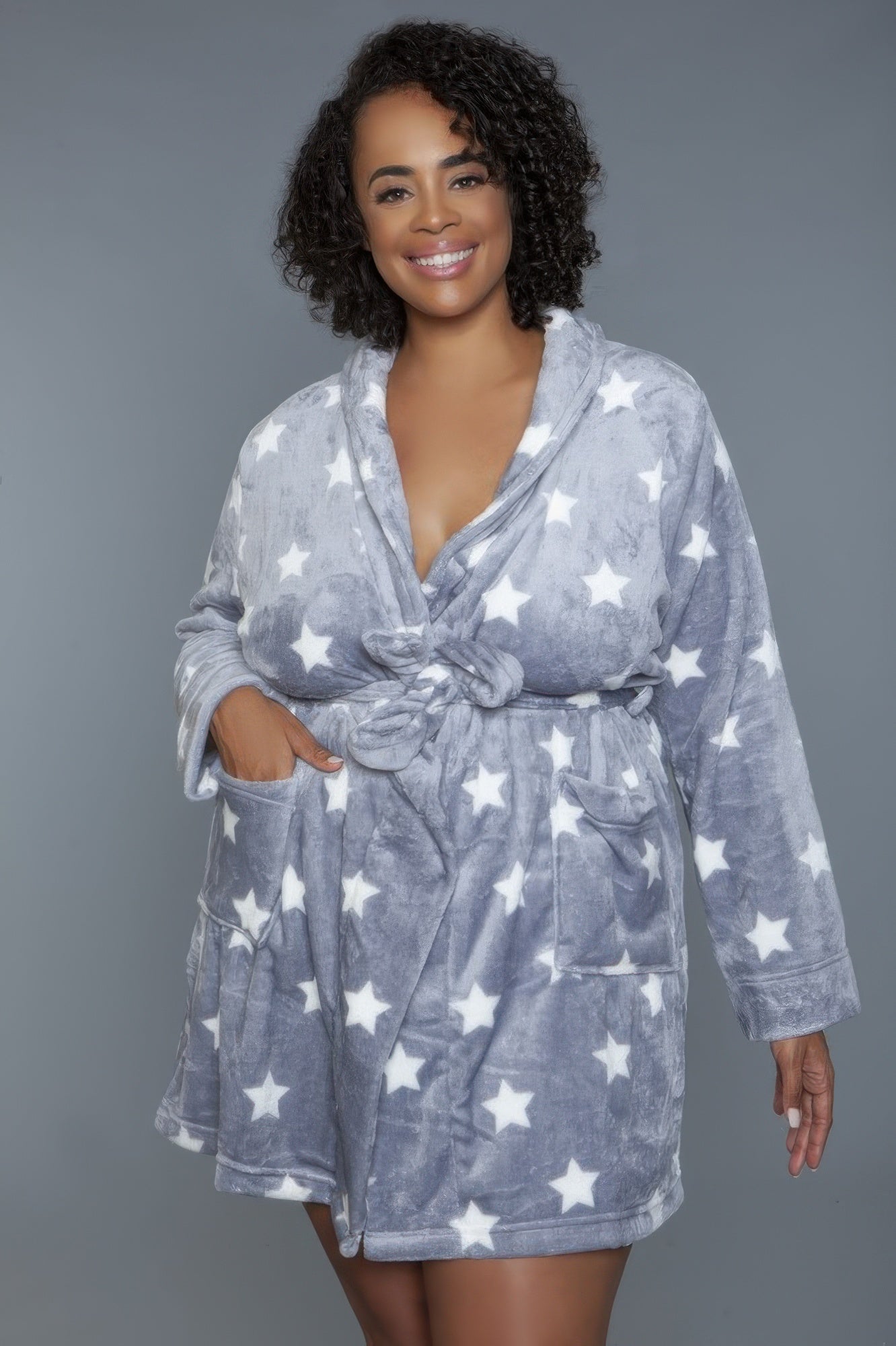 Crowned Energy CO. Dark Grey/white / S/M CCWHOLESALECLOTHING Kaylee Robe Star Print