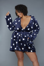 Crowned Energy CO. Dark Grey/white / S/M CCWHOLESALECLOTHING Kaylee Robe Star Print