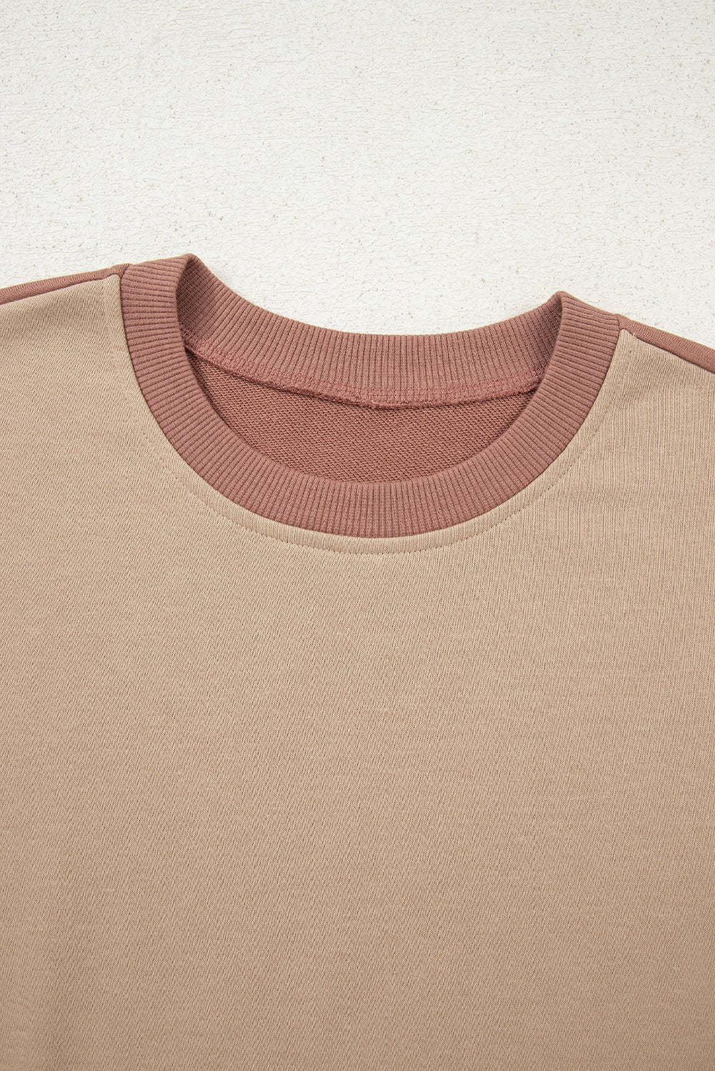 Crowned Energy CO. Khaki / S / 65%Polyester+35%Cotton Dear-Lover Dropshipping Two Piece Sets/Pant Sets Khaki Color Block Long Sleeve Crop Top Drawstring Pant Set