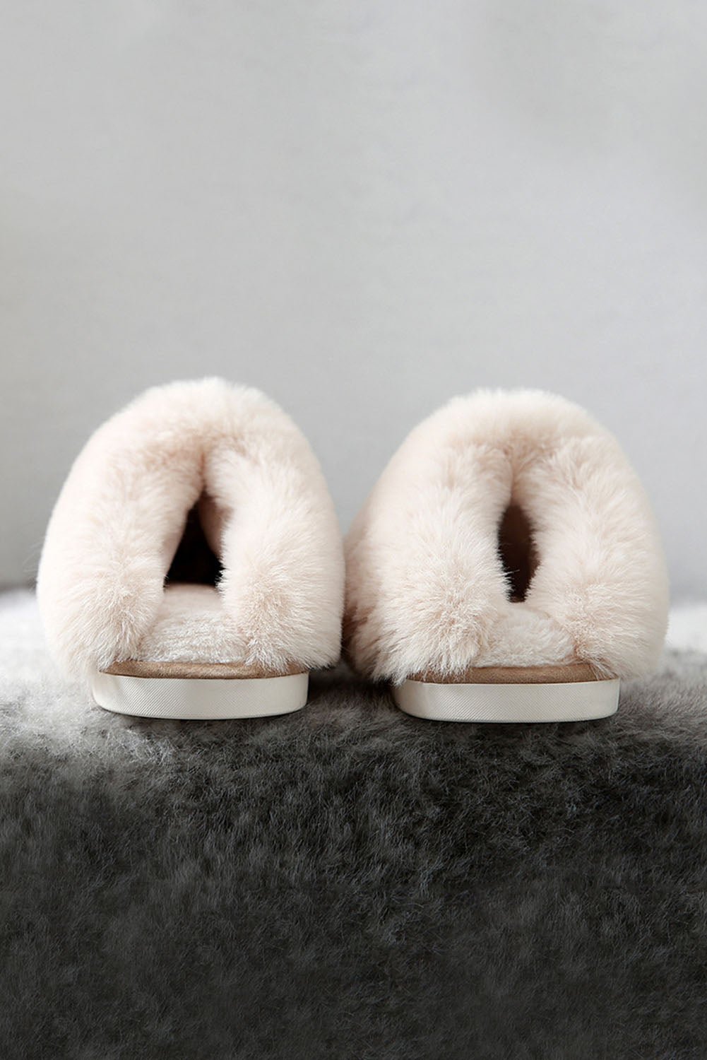 Khaki Cut and Sew Faux Suede Plush Lined Slippers - Crowned Energy CO.