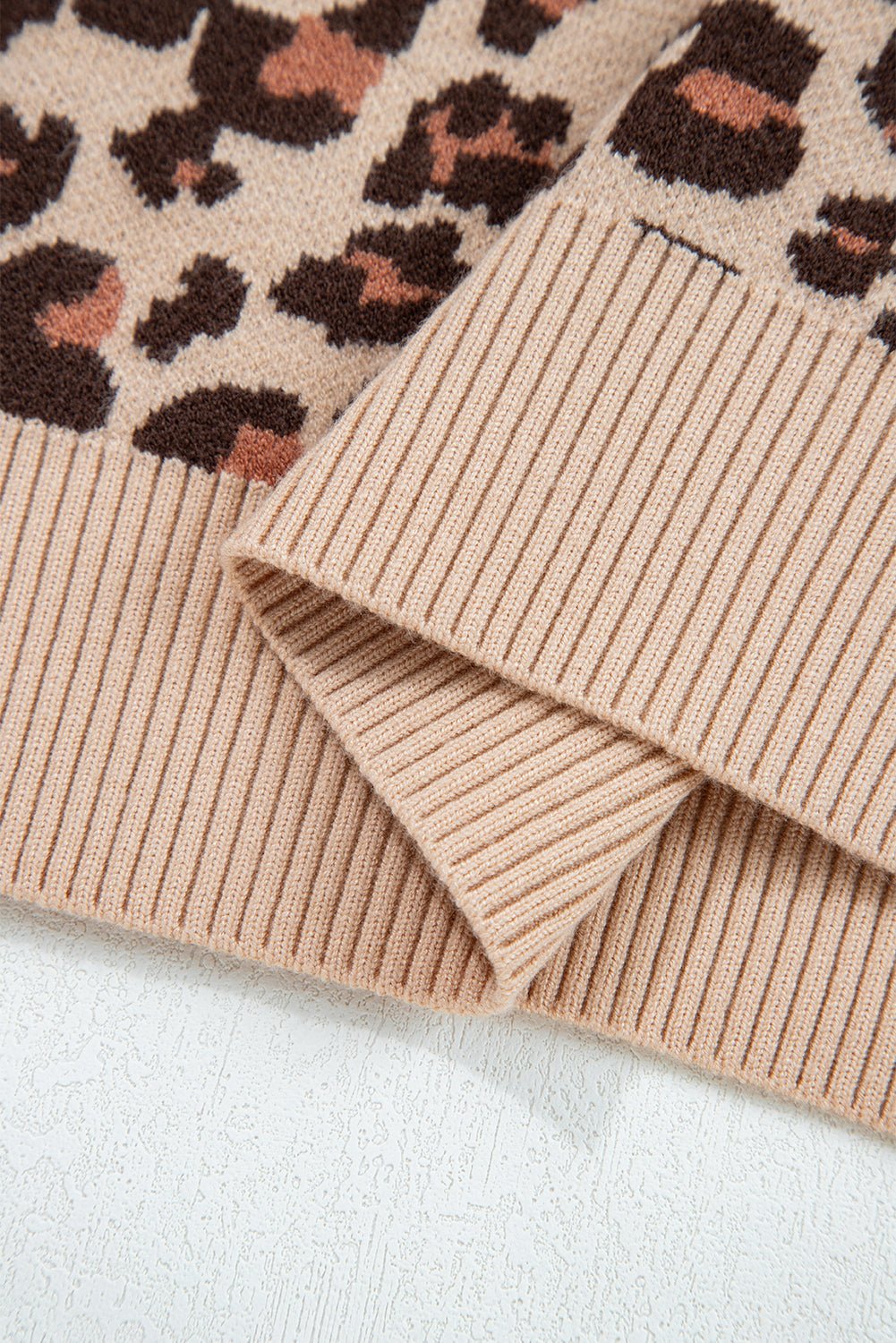 Crowned Energy CO. Khaki / S / 52%Viscose+26%Polyester+22%Polyamide Dear-Lover Dropshipping Sweaters & Cardigans/Sweater Dresses Khaki Leopard Print High Neck Shift Mini Sweater Dress