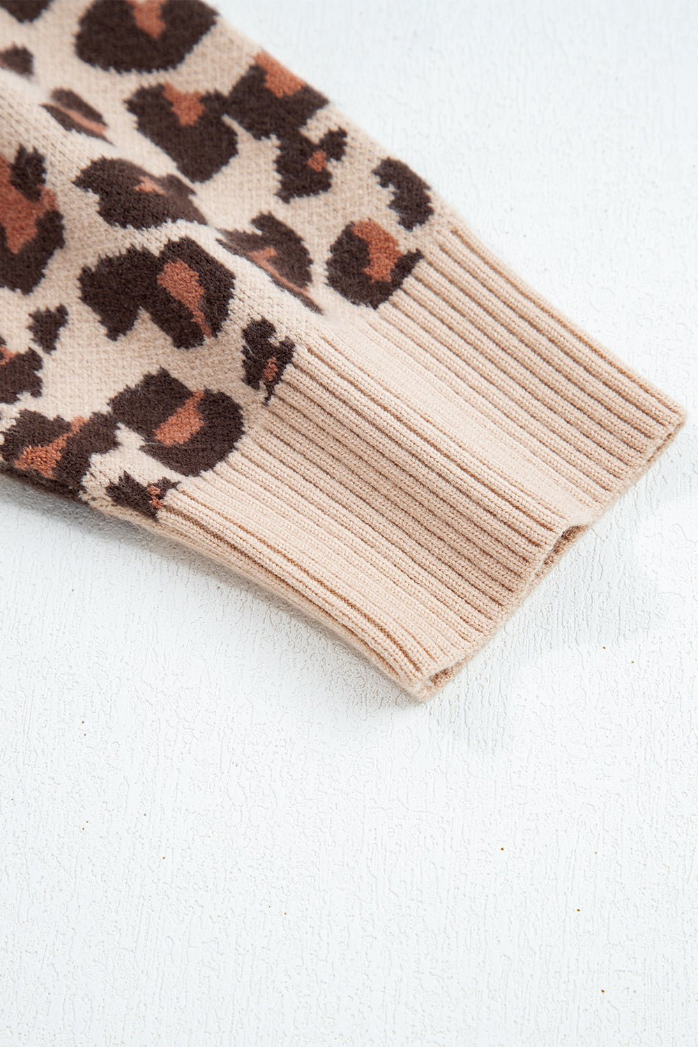 Crowned Energy CO. Khaki / S / 52%Viscose+26%Polyester+22%Polyamide Dear-Lover Dropshipping Sweaters & Cardigans/Sweater Dresses Khaki Leopard Print High Neck Shift Mini Sweater Dress