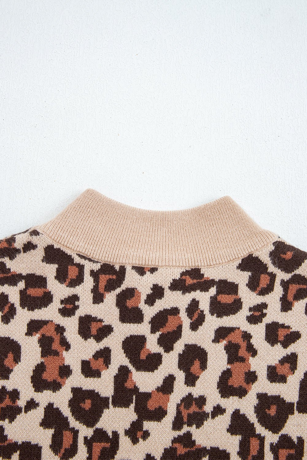 Crowned Energy CO. Khaki / S / 52%Viscose+26%Polyester+22%Polyamide Dear-Lover Dropshipping Sweaters & Cardigans/Sweater Dresses Khaki Leopard Print High Neck Shift Mini Sweater Dress