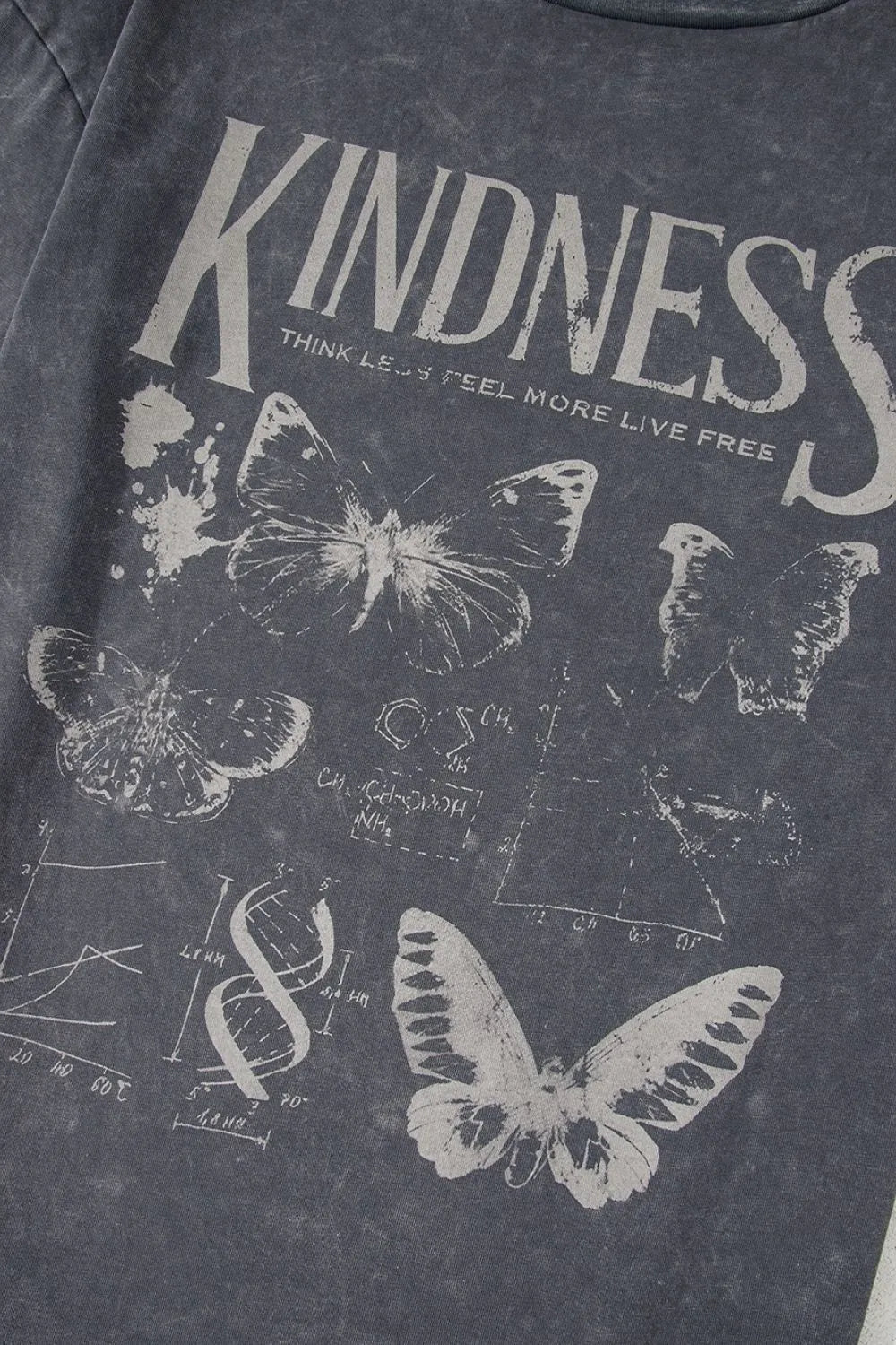 Crowned Energy CO. Dark Gray / S Trendsi T-Shirt Kindness Butterflies Graphic Mineral Wash Loose Tee