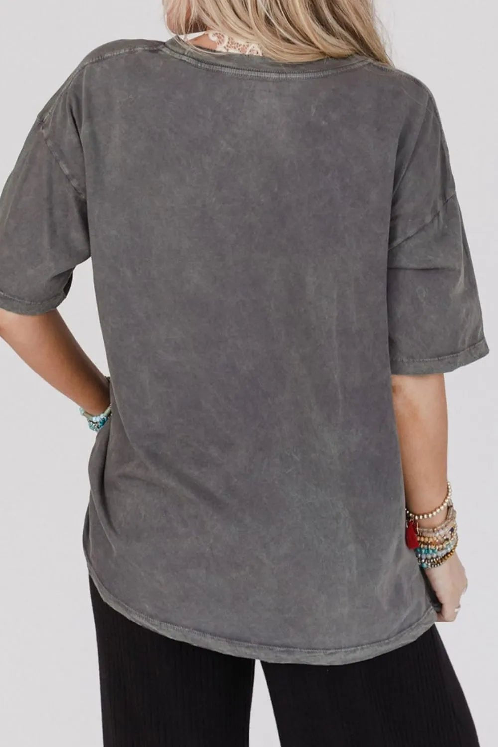 Crowned Energy CO. Dark Gray / S Trendsi T-Shirt Kindness Butterflies Graphic Mineral Wash Loose Tee