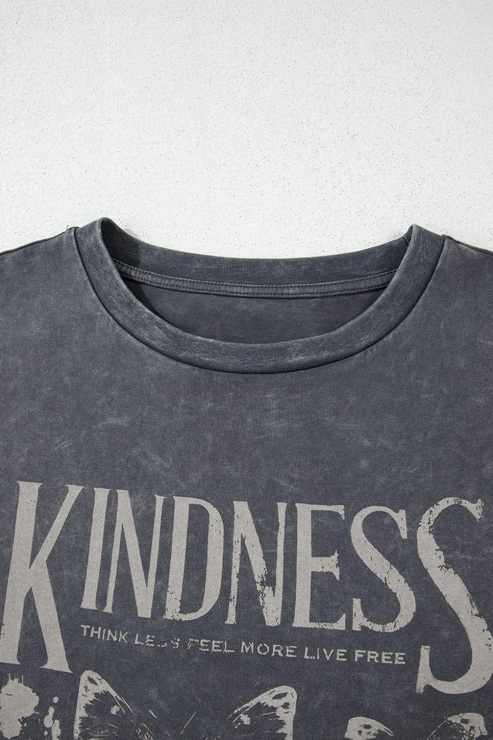 Crowned Energy CO. Dark Gray / S Trendsi T-Shirt Kindness Butterflies Graphic Mineral Wash Loose Tee
