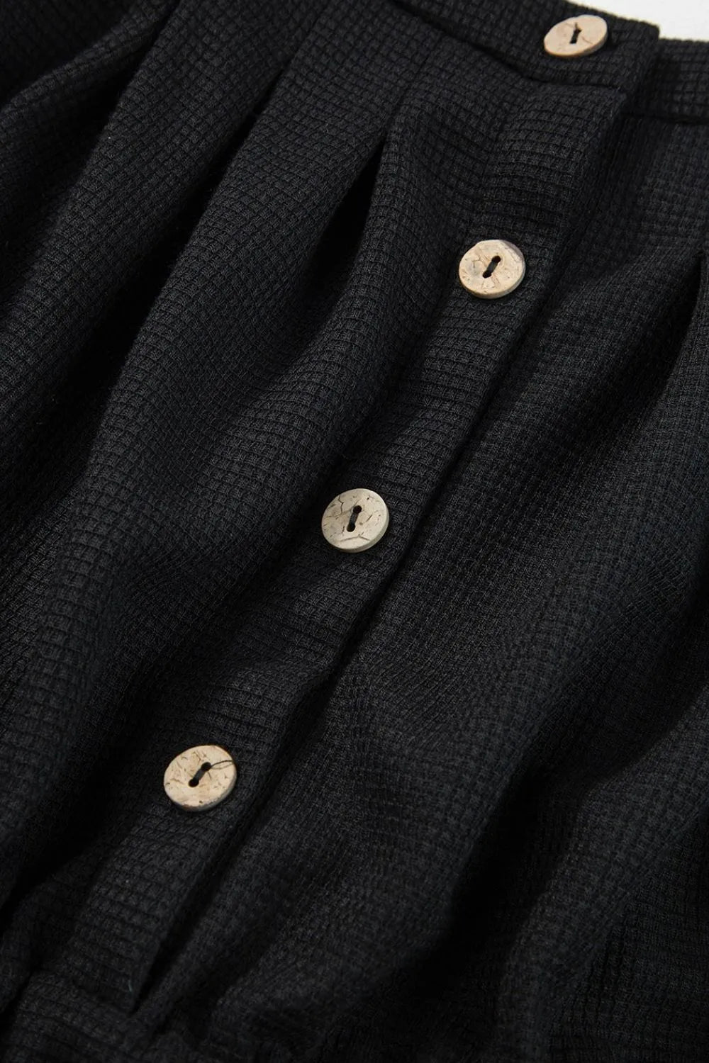 Knotted Straps Button Textured Drawstring Jumpsuit - Crowned Energy CO.