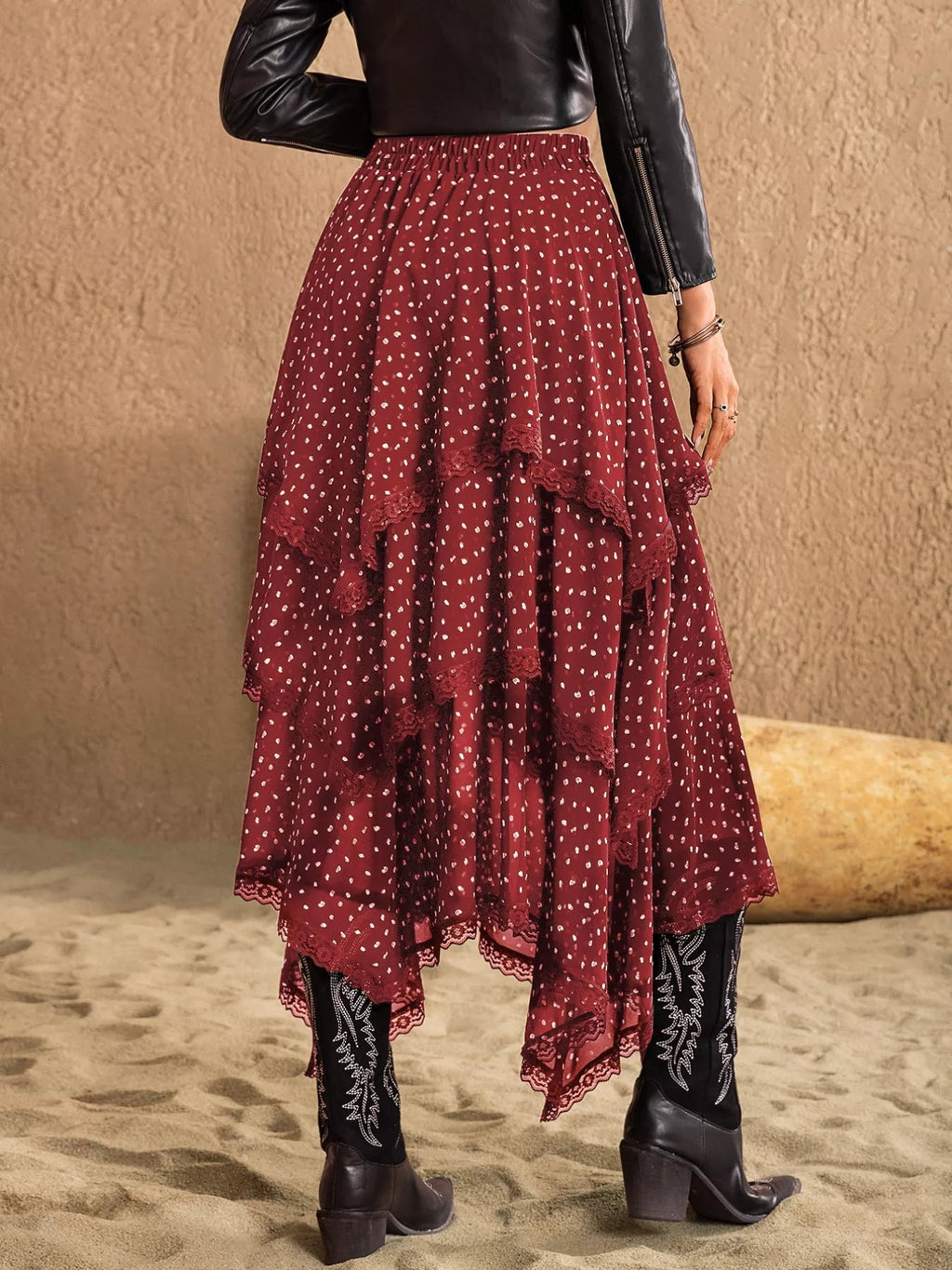 Lace Detail Layered Skirt - Crowned Energy CO.