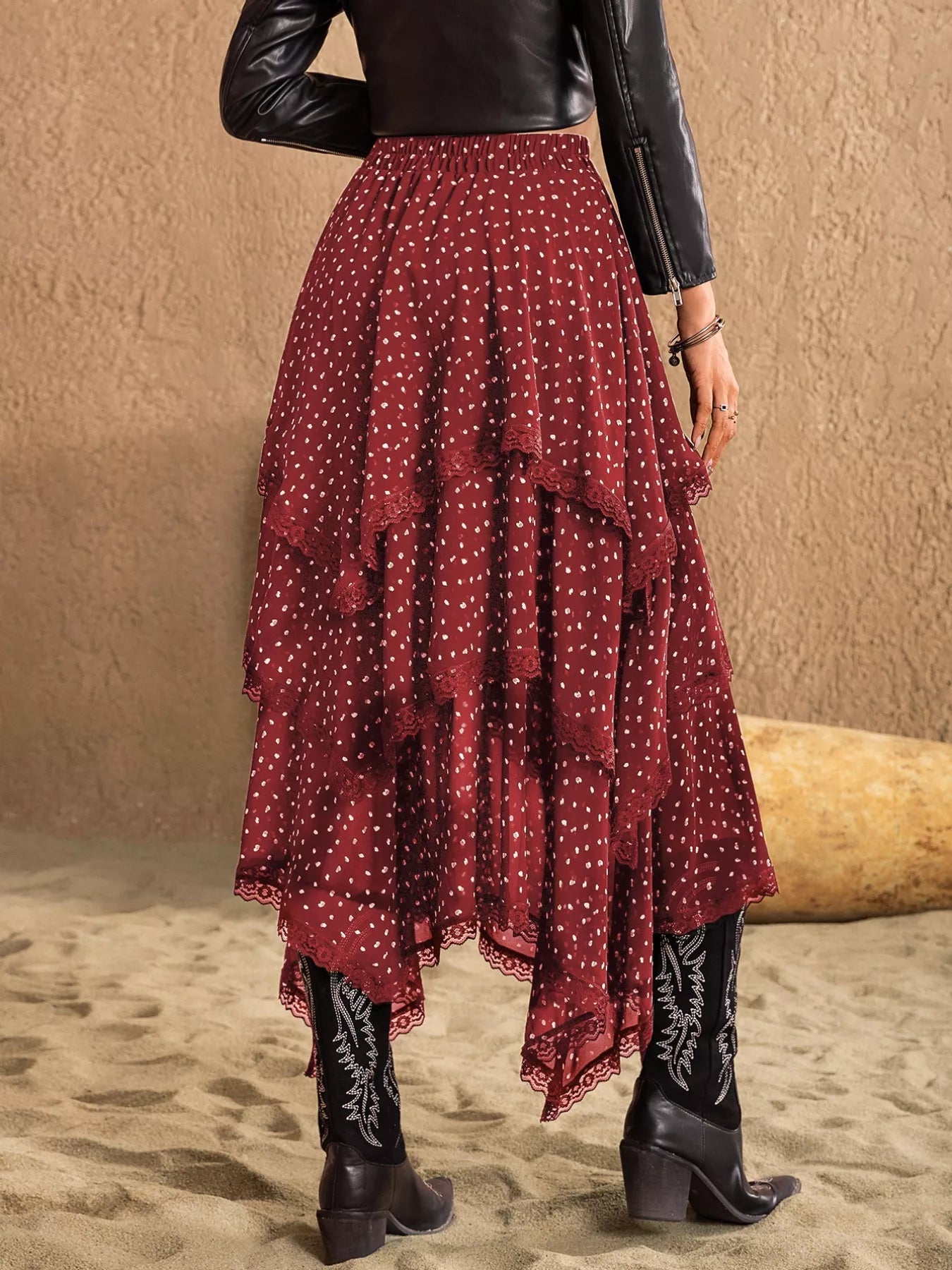 Lace Detail Layered Skirt - Crowned Energy CO.