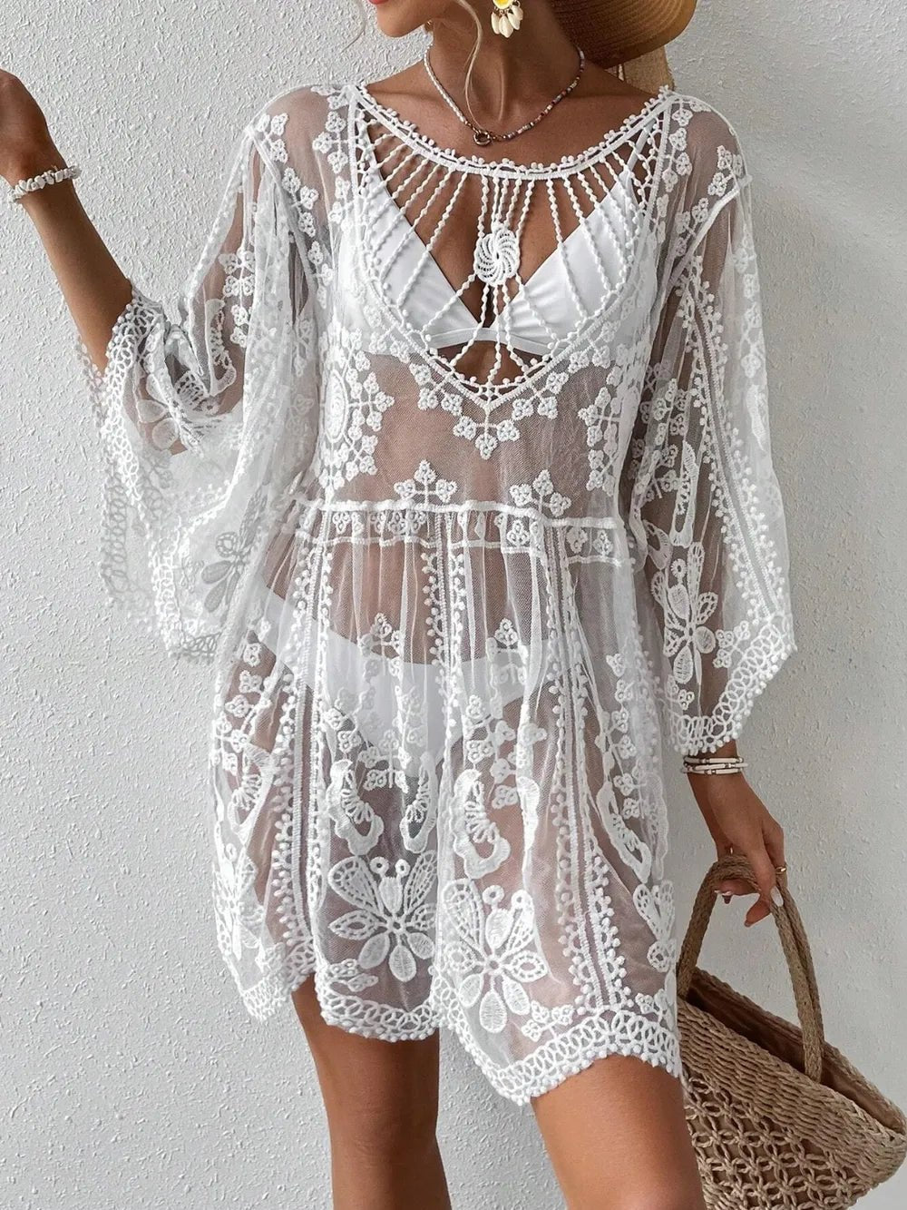 Lace Round Neck Cover - Up - Crowned Energy CO.