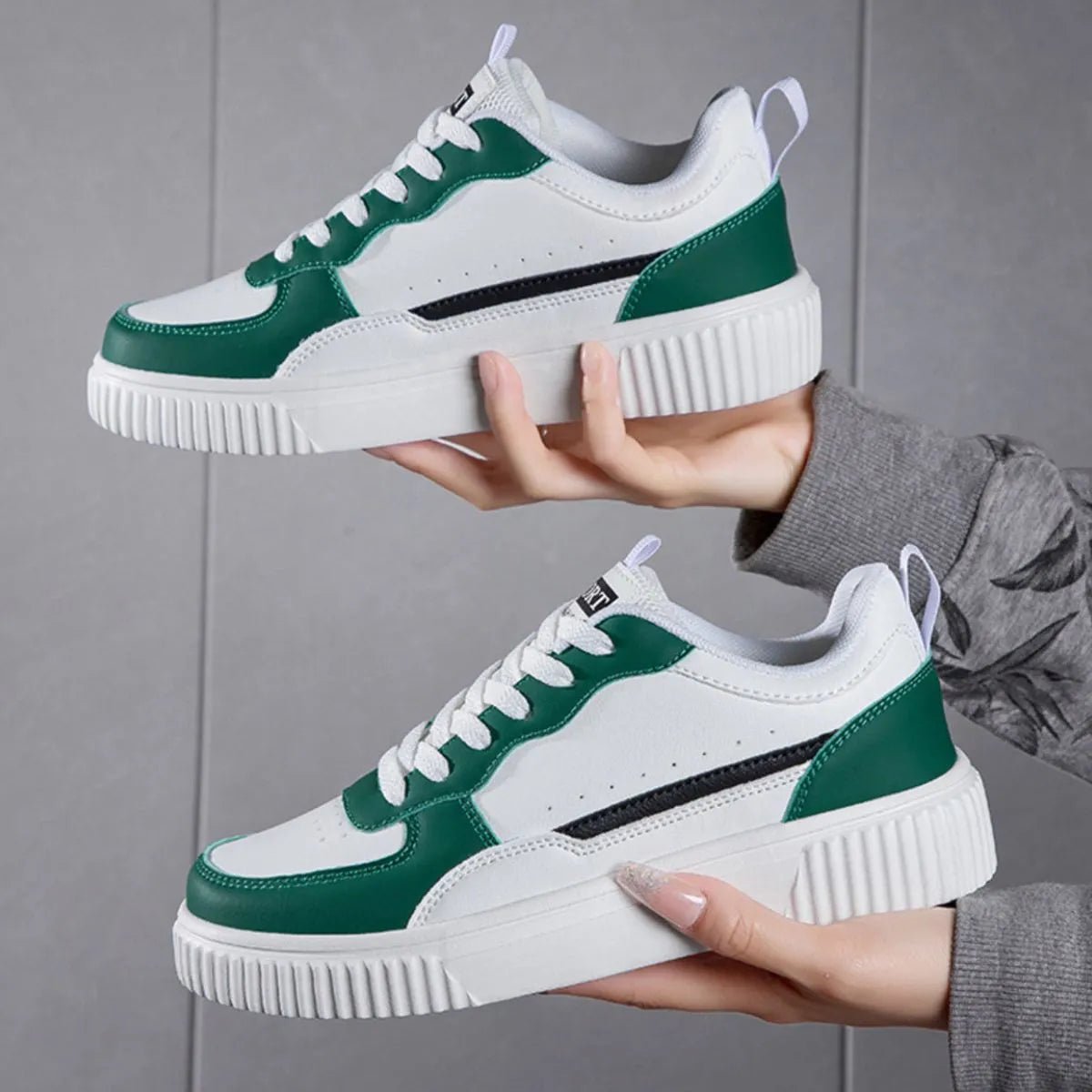Lace Up Contrast Platform Sneakers - Crowned Energy CO.