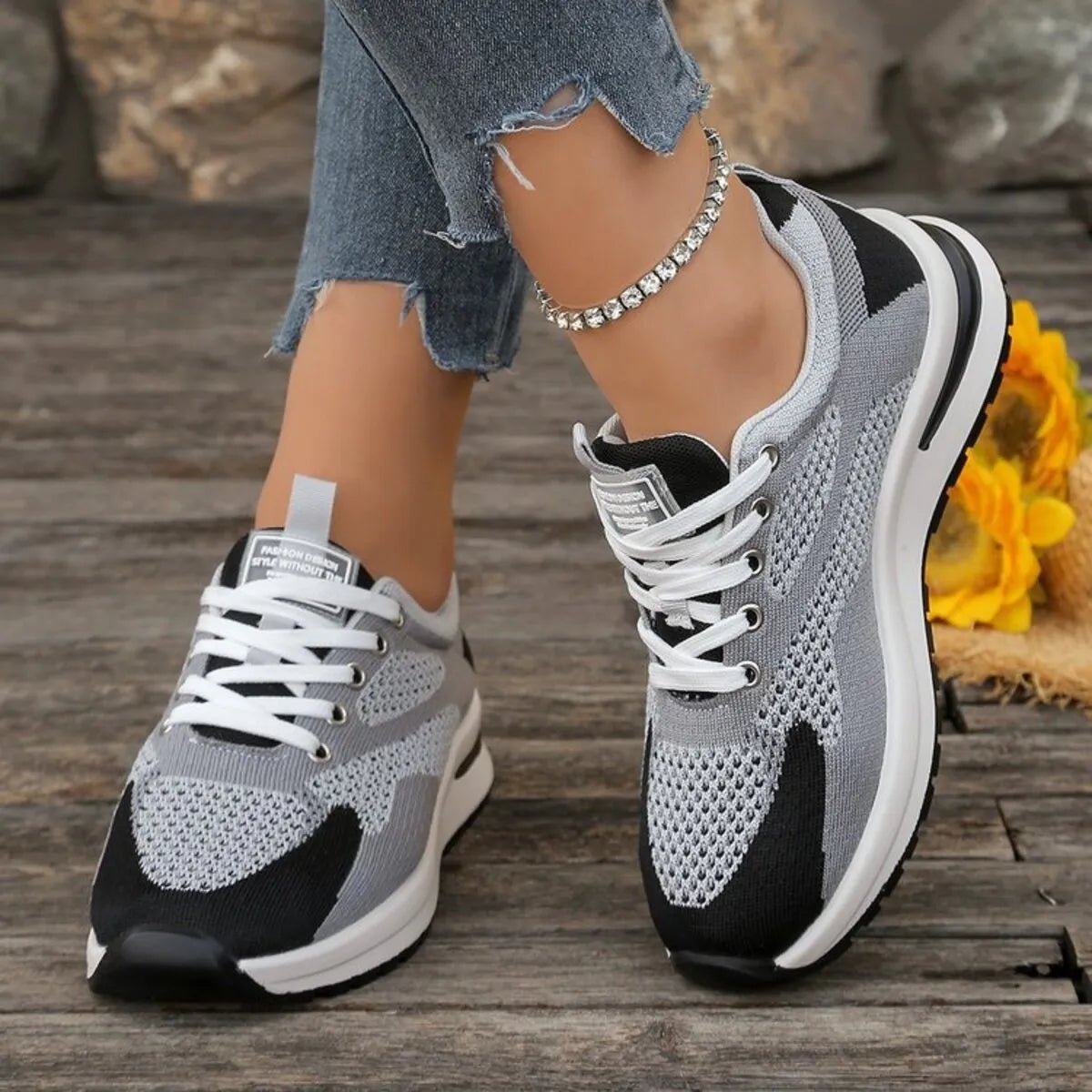 Crowned Energy CO. Black / 36 Trendsi Shoes & Bags/Crossbody Bags Lace Up Platform Athletic