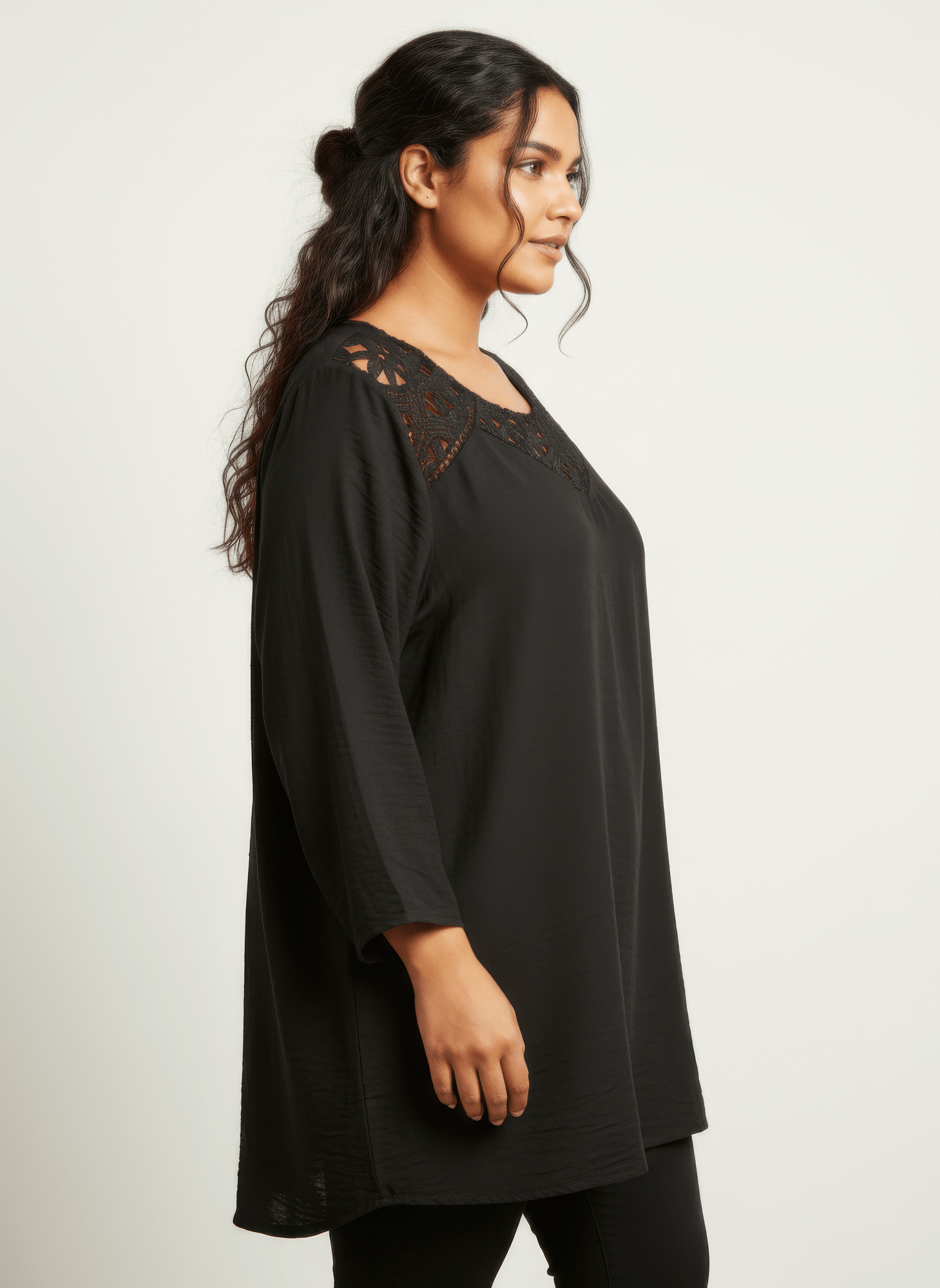 Lace Yoke Bell Sleeve Knit Tunic - Crowned Energy CO.