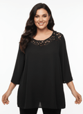 Lace Yoke Bell Sleeve Knit Tunic - Crowned Energy CO.