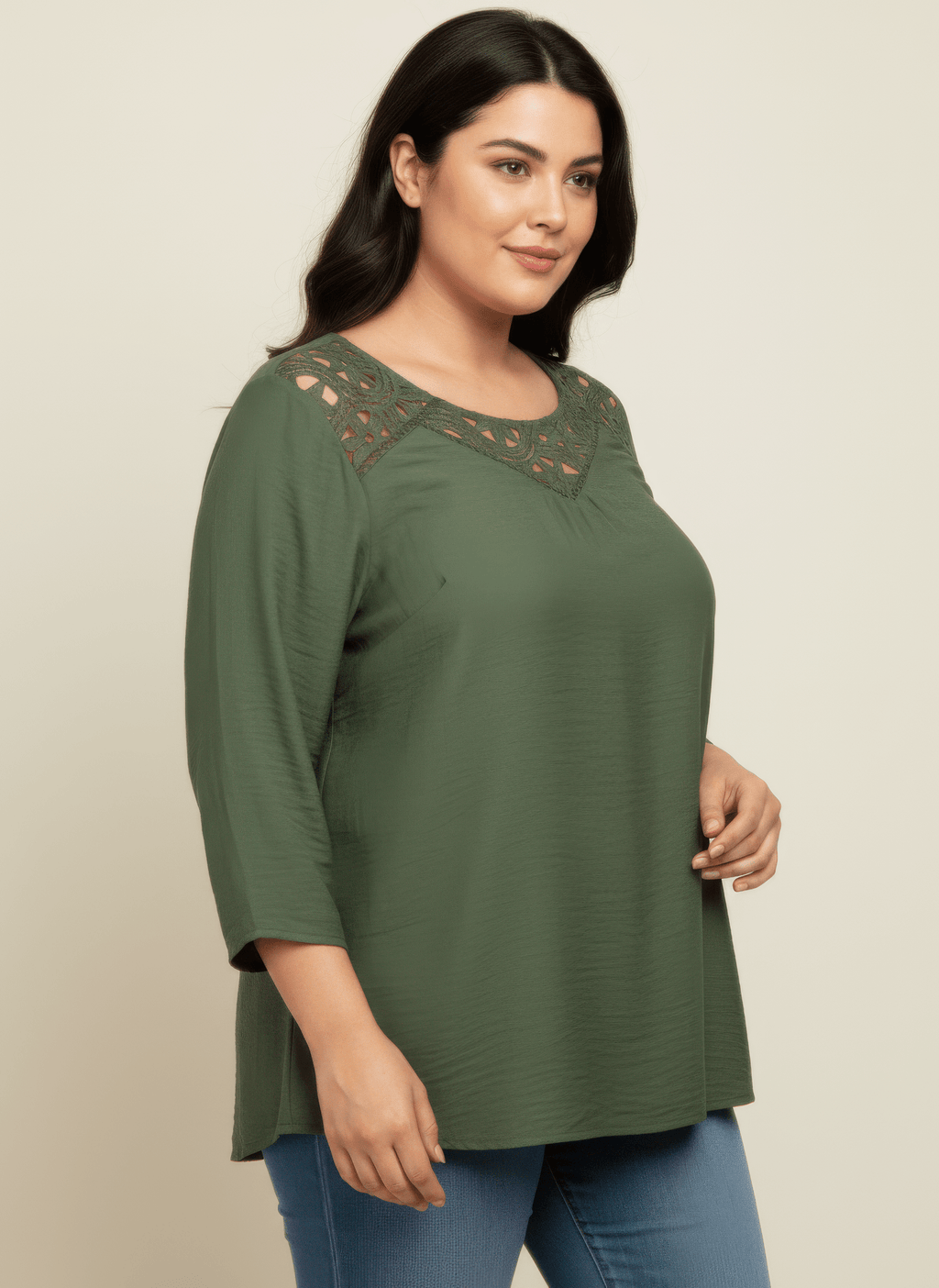 Lace Yoke Bell Sleeve Knit Tunic - Crowned Energy CO.