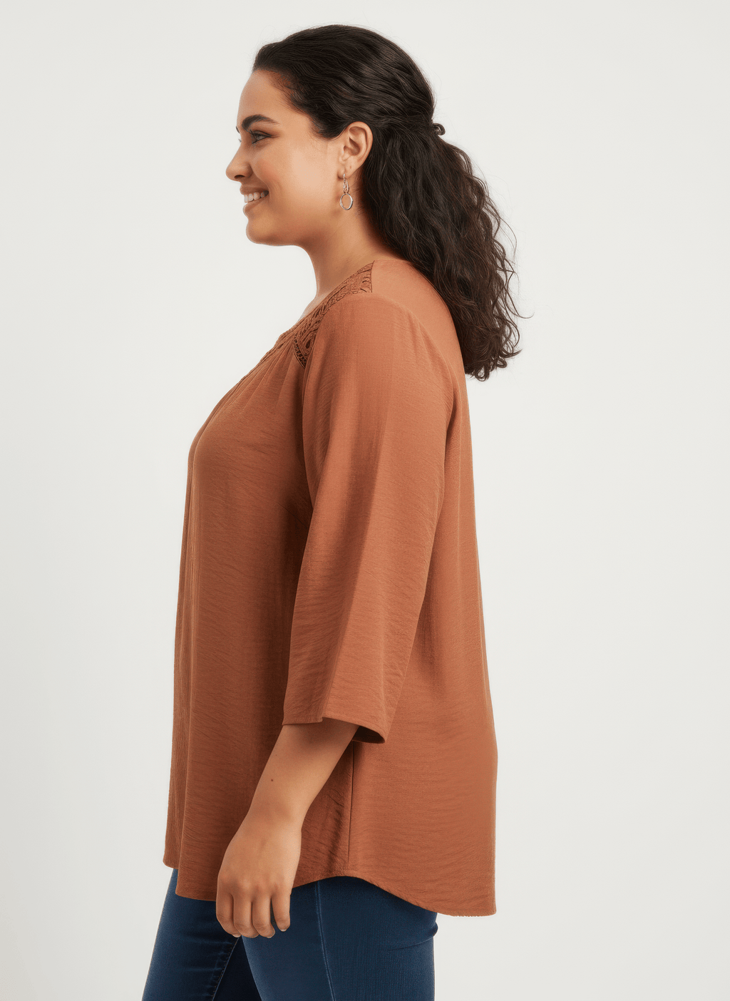 Lace Yoke Bell Sleeve Knit Tunic - Crowned Energy CO.