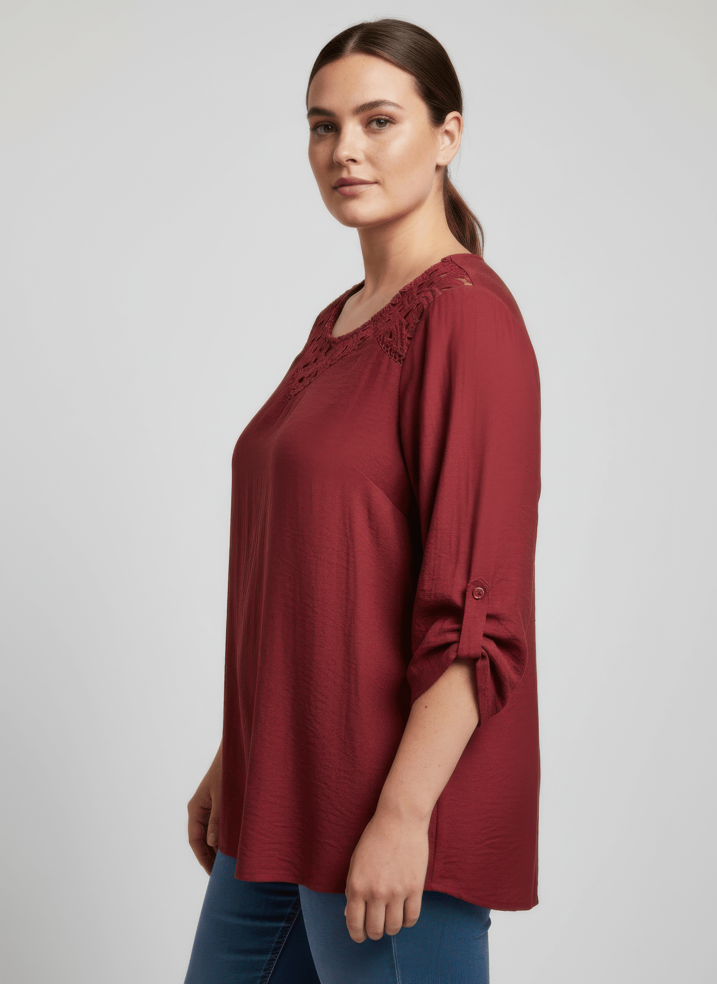 Lace Yoke Bell Sleeve Knit Tunic - Crowned Energy CO.