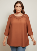 Lace Yoke Bell Sleeve Knit Tunic - Crowned Energy CO.