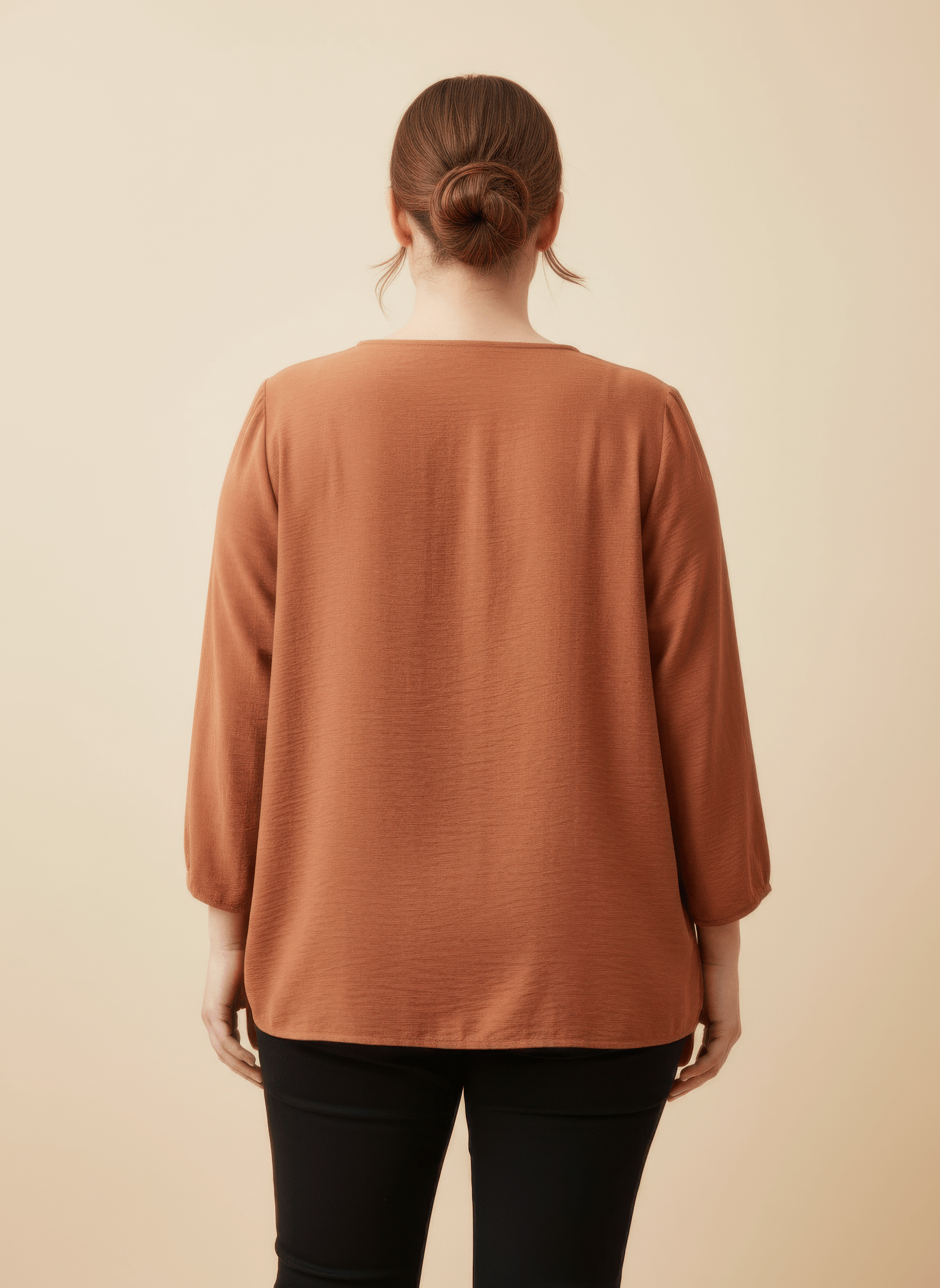 Lace Yoke Three - quarter Sleeve Knit Top - Crowned Energy CO.