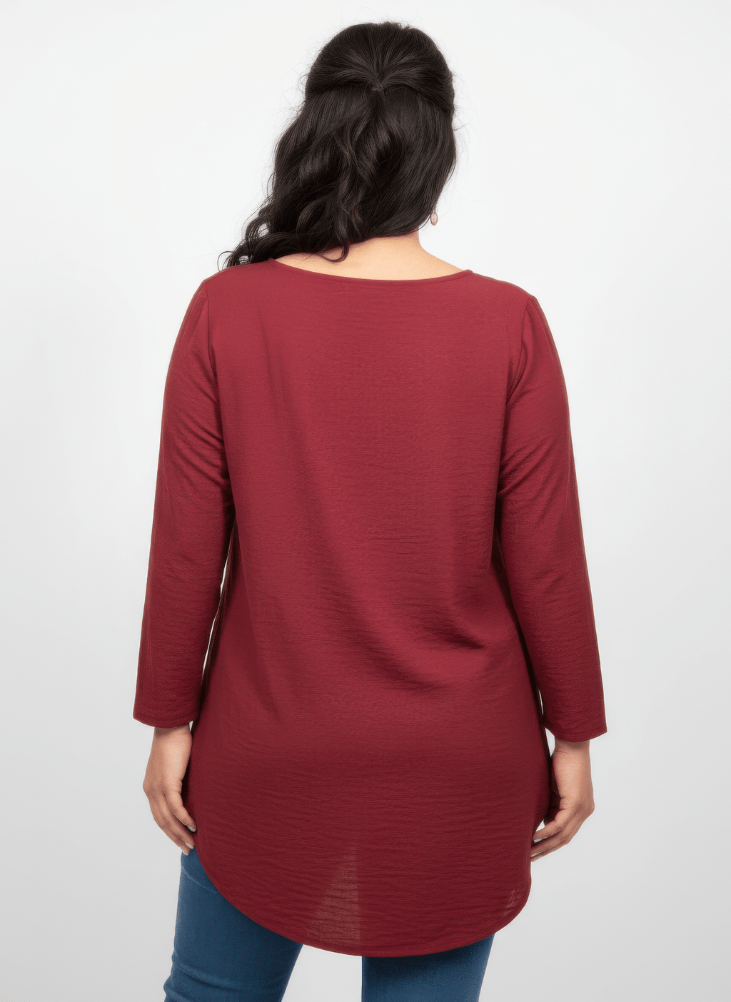 Lace Yoke Three - quarter Sleeve Knit Top - Crowned Energy CO.