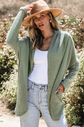Laurel Green Waffle Knit Open Front Cardigan - Crowned Energy CO.