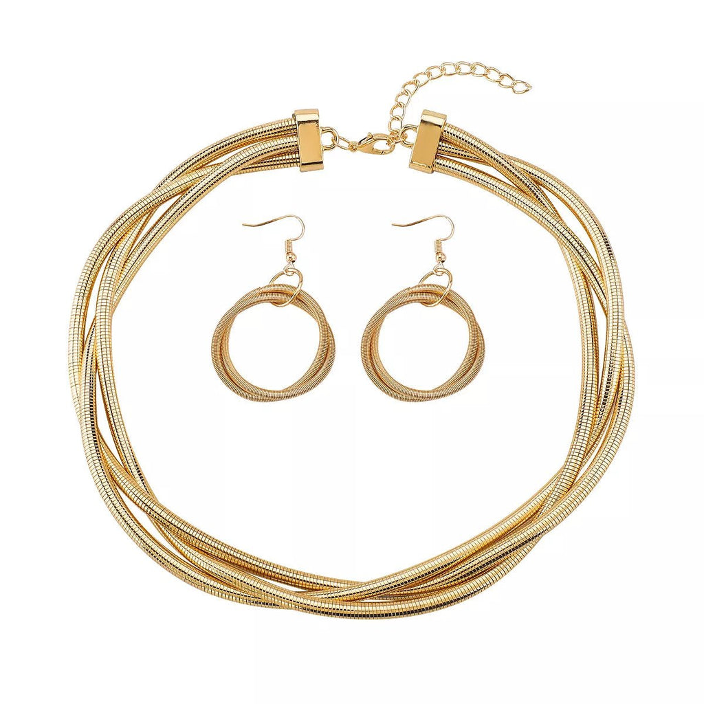 Layered Necklace And Earrings Set 3 - Piece Jewelry - Crowned Energy CO.