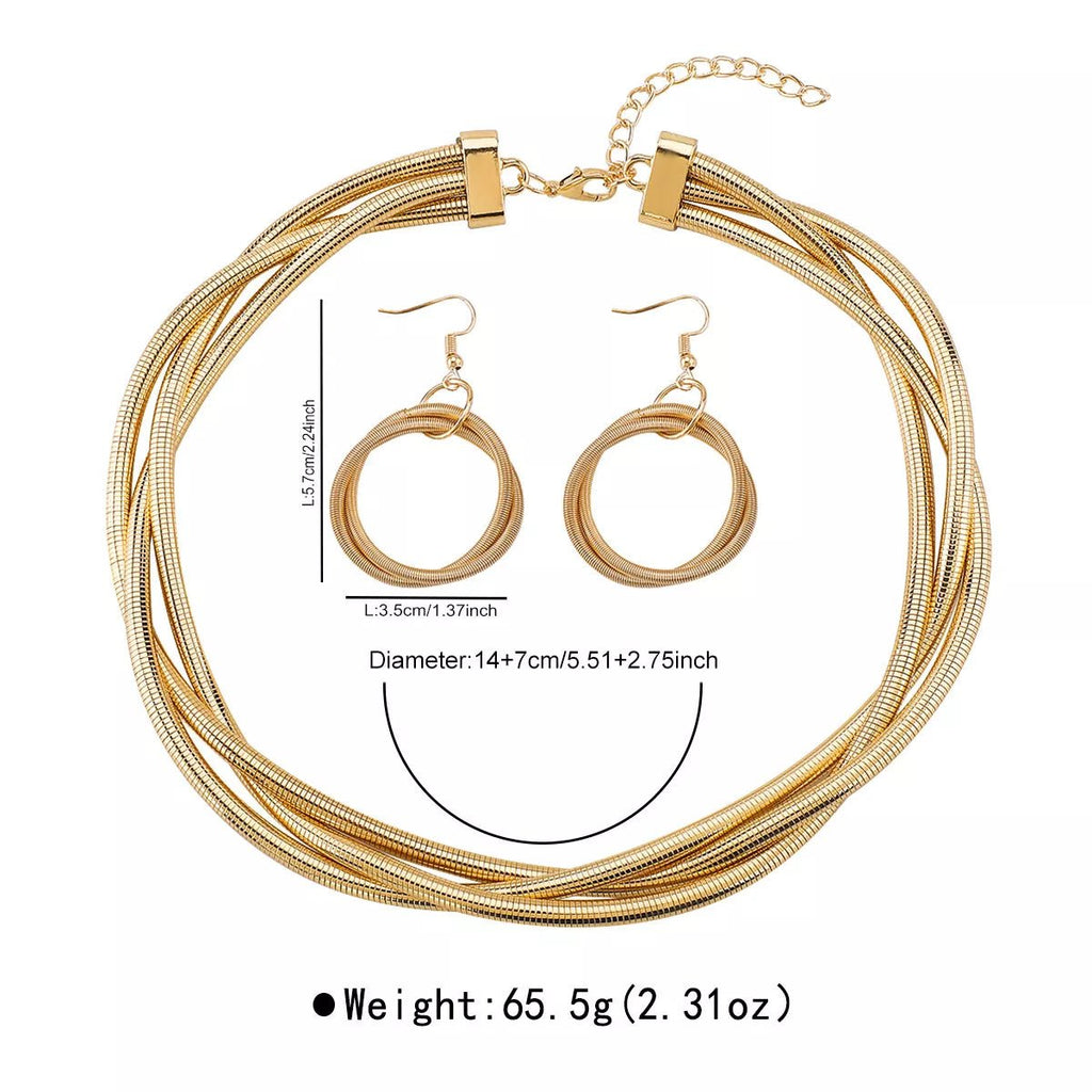 Layered Necklace And Earrings Set 3 - Piece Jewelry - Crowned Energy CO.