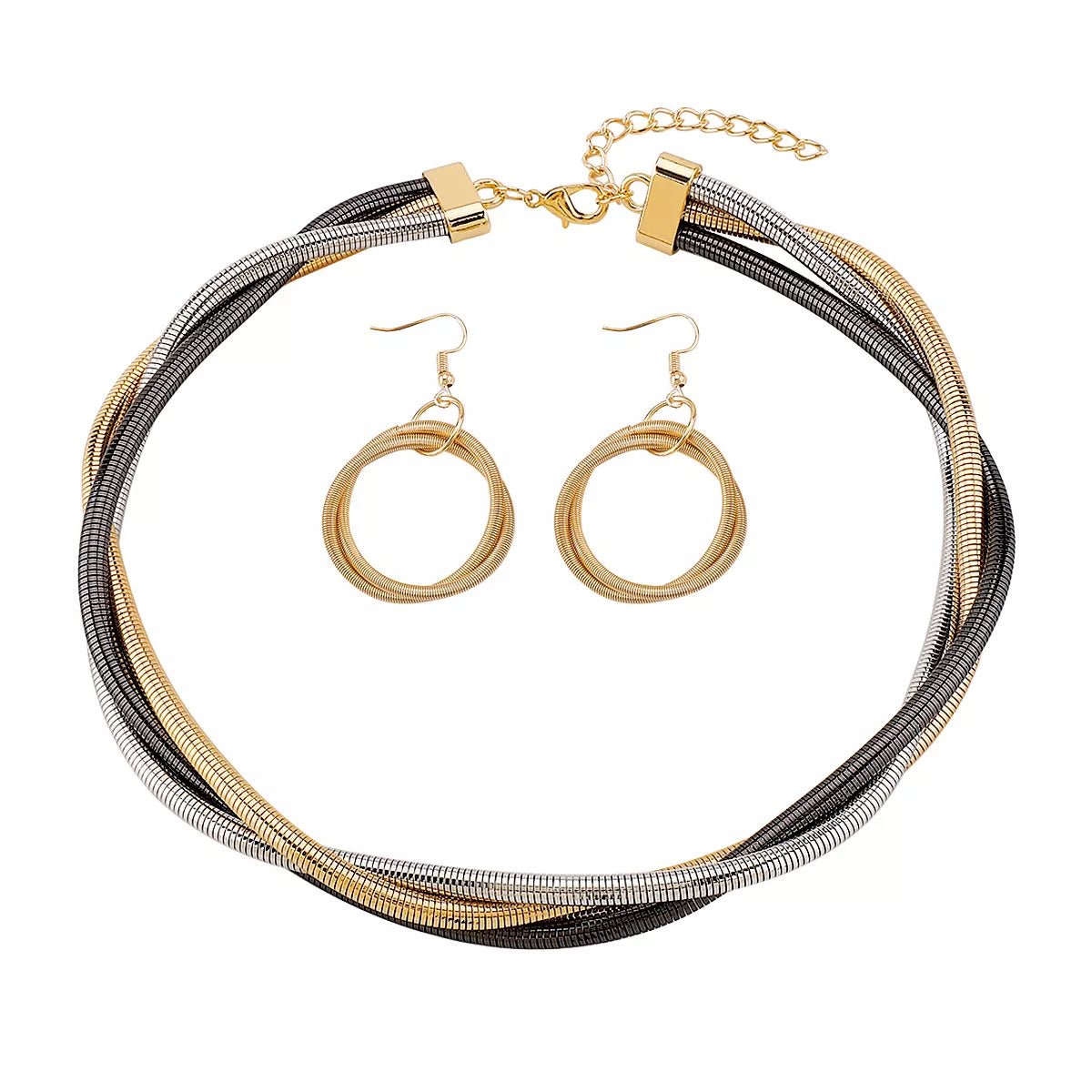 Layered Necklace And Earrings Set 3 - Piece Jewelry - Crowned Energy CO.