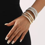 Layered Open Cuff Bracelet 18K Gold - & Silver - Plated - Crowned Energy CO.