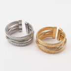 Layered Open Cuff Bracelet 18K Gold - & Silver - Plated - Crowned Energy CO.