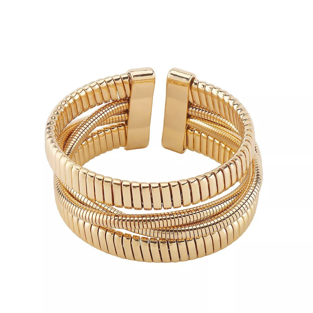 Layered Open Cuff Bracelet 18K Gold - & Silver - Plated - Crowned Energy CO.