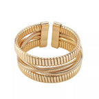 Layered Open Cuff Bracelet 18K Gold - & Silver - Plated - Crowned Energy CO.