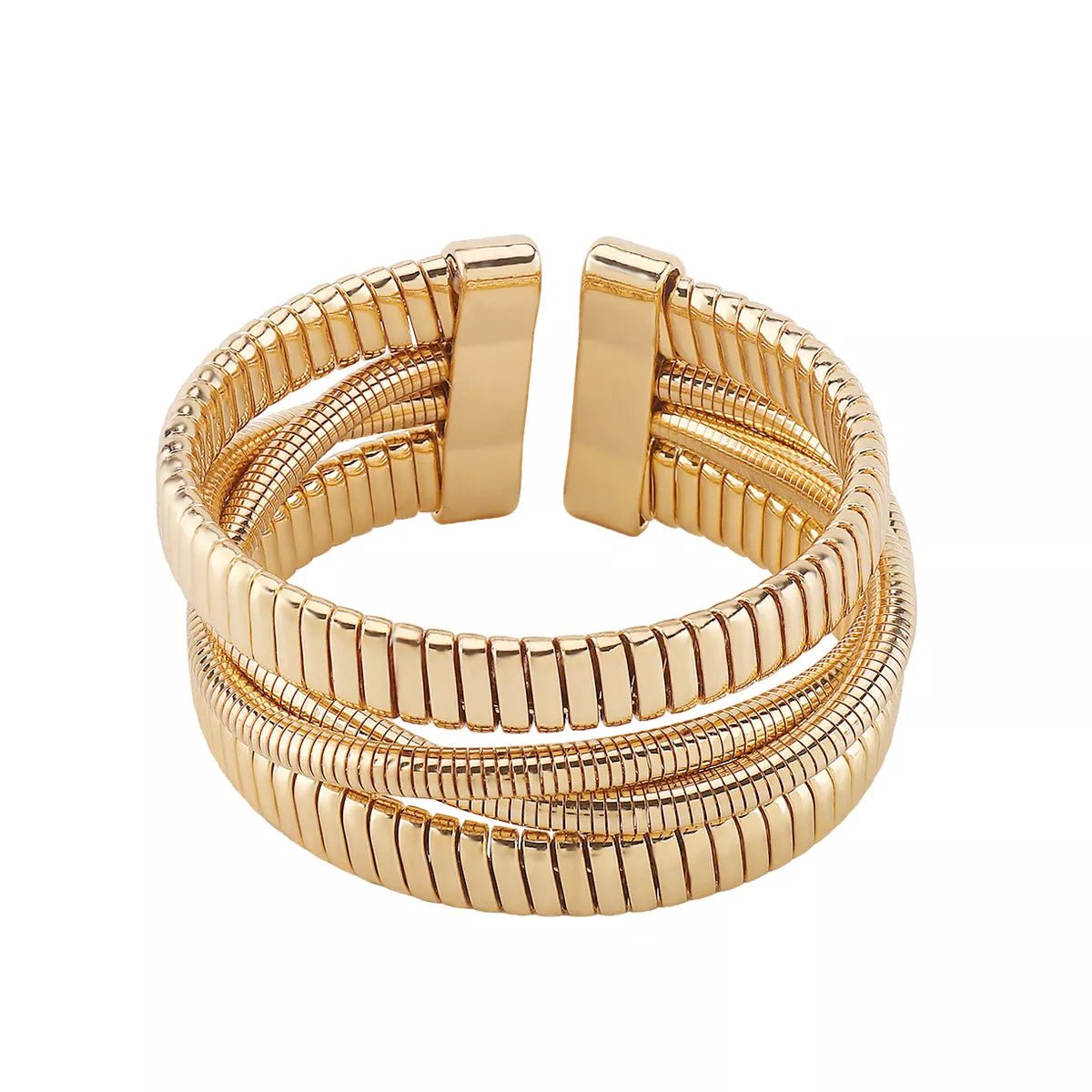 Layered Open Cuff Bracelet 18K Gold - & Silver - Plated - Crowned Energy CO.