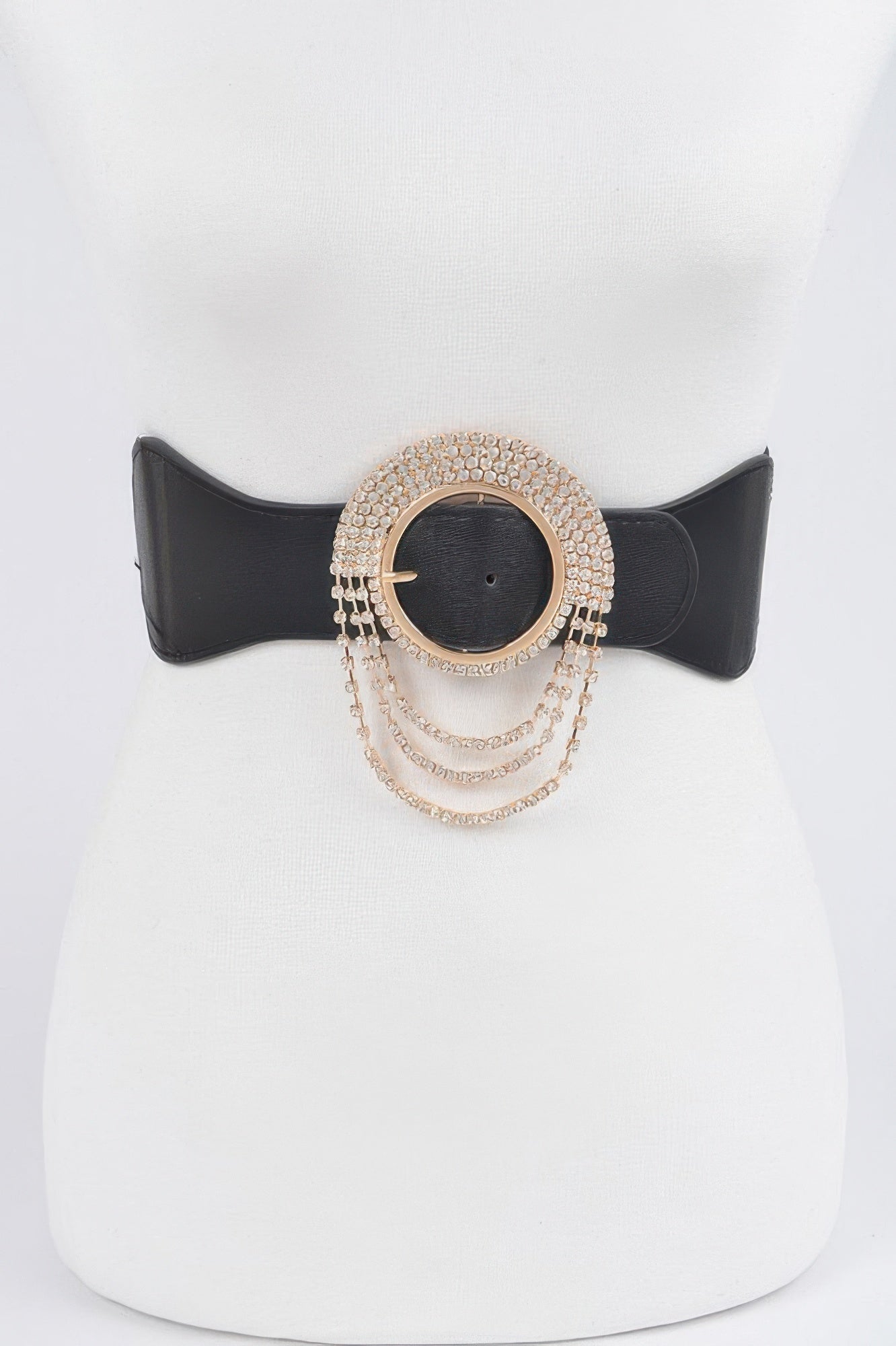 Layered Rhinestone Buckle Elastic Belt - Crowned Energy CO.