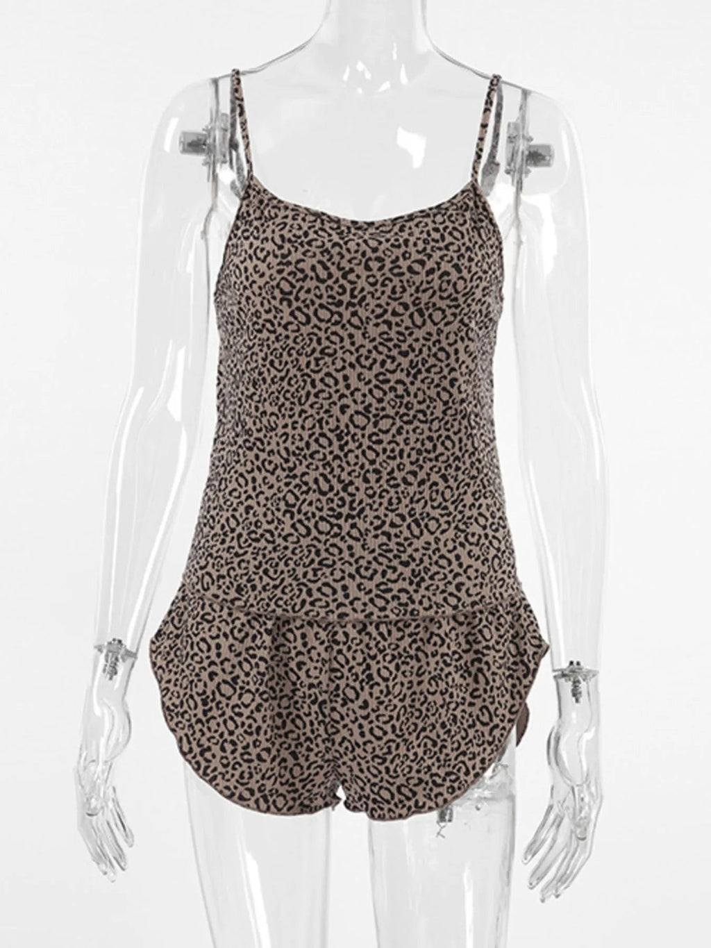 Crowned Energy CO. Leopard / S Trendsi OUTFIT SET Leopard Cami Cardigan and Shorts 3-Piece Set