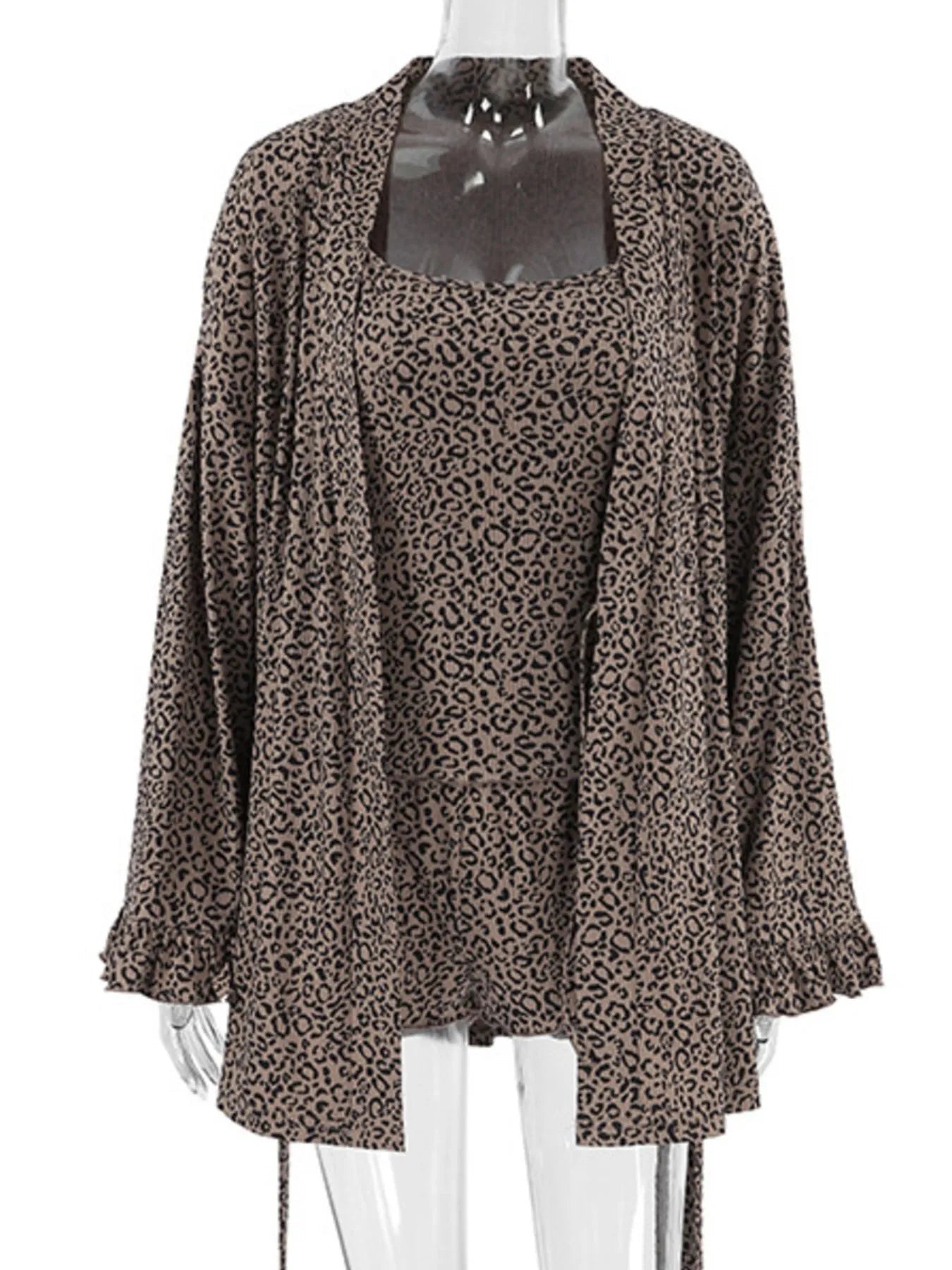 Crowned Energy CO. Leopard / S Trendsi OUTFIT SET Leopard Cami Cardigan and Shorts 3-Piece Set