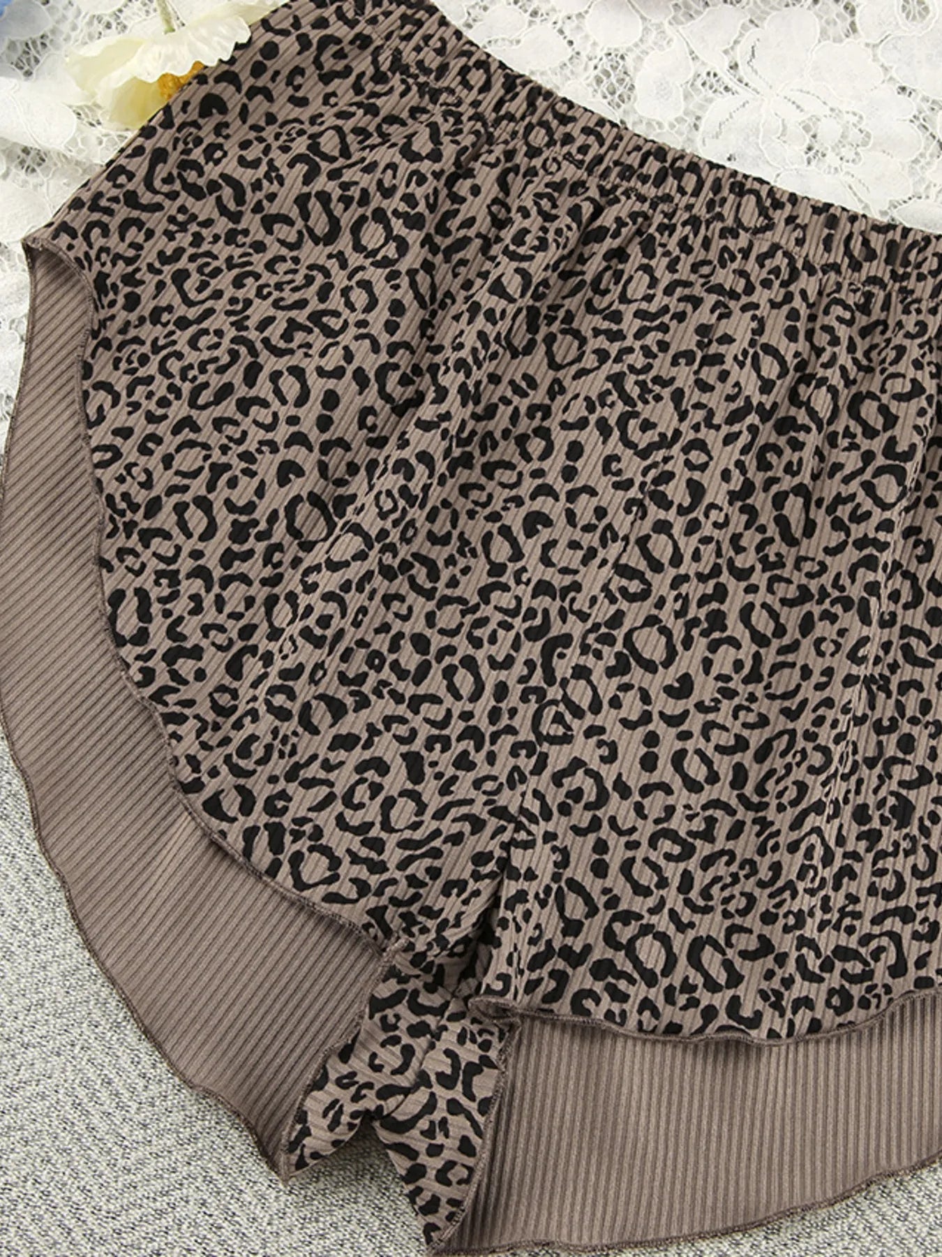 Crowned Energy CO. Leopard / S Trendsi OUTFIT SET Leopard Cami Cardigan and Shorts 3-Piece Set