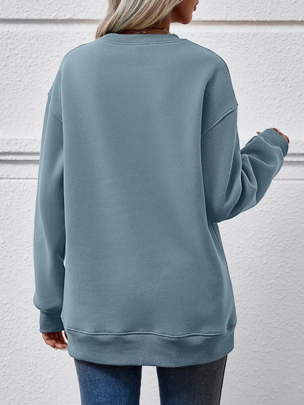 Leopard Lip Graphic Round Neck Sweatshirt - Crowned Energy CO.