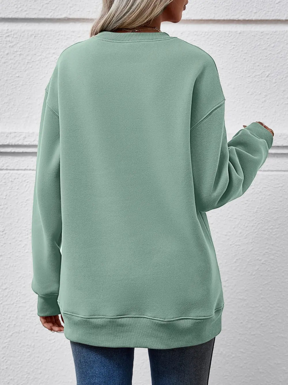 Leopard Lip Graphic Round Neck Sweatshirt - Crowned Energy CO.