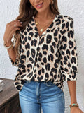Crowned Energy CO. Apricot / S Trendsi Tops/Blouses & Shirts Leopard Print 3/4 Sleeve Blouse