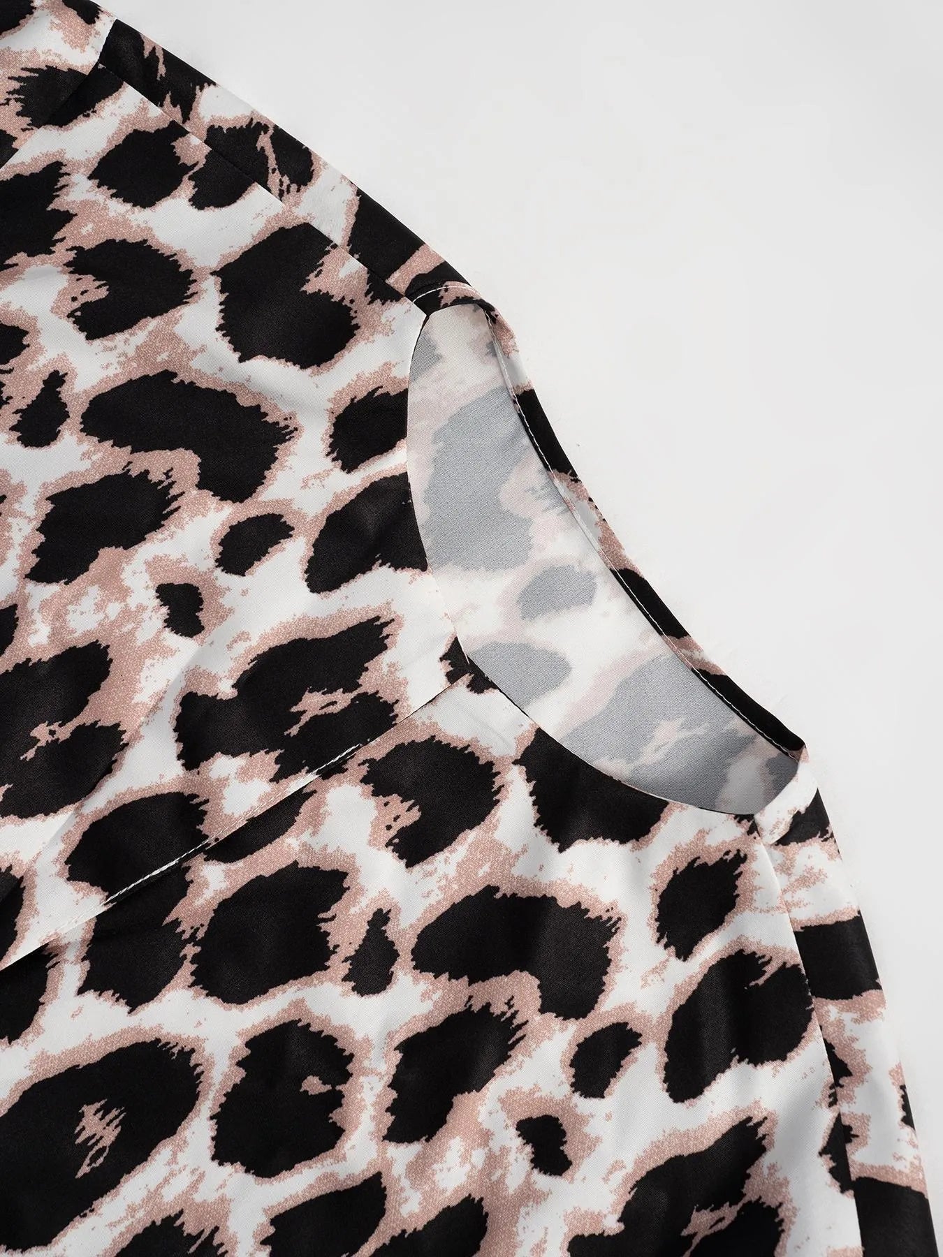Crowned Energy CO. Apricot / S Trendsi Tops/Blouses & Shirts Leopard Print 3/4 Sleeve Blouse