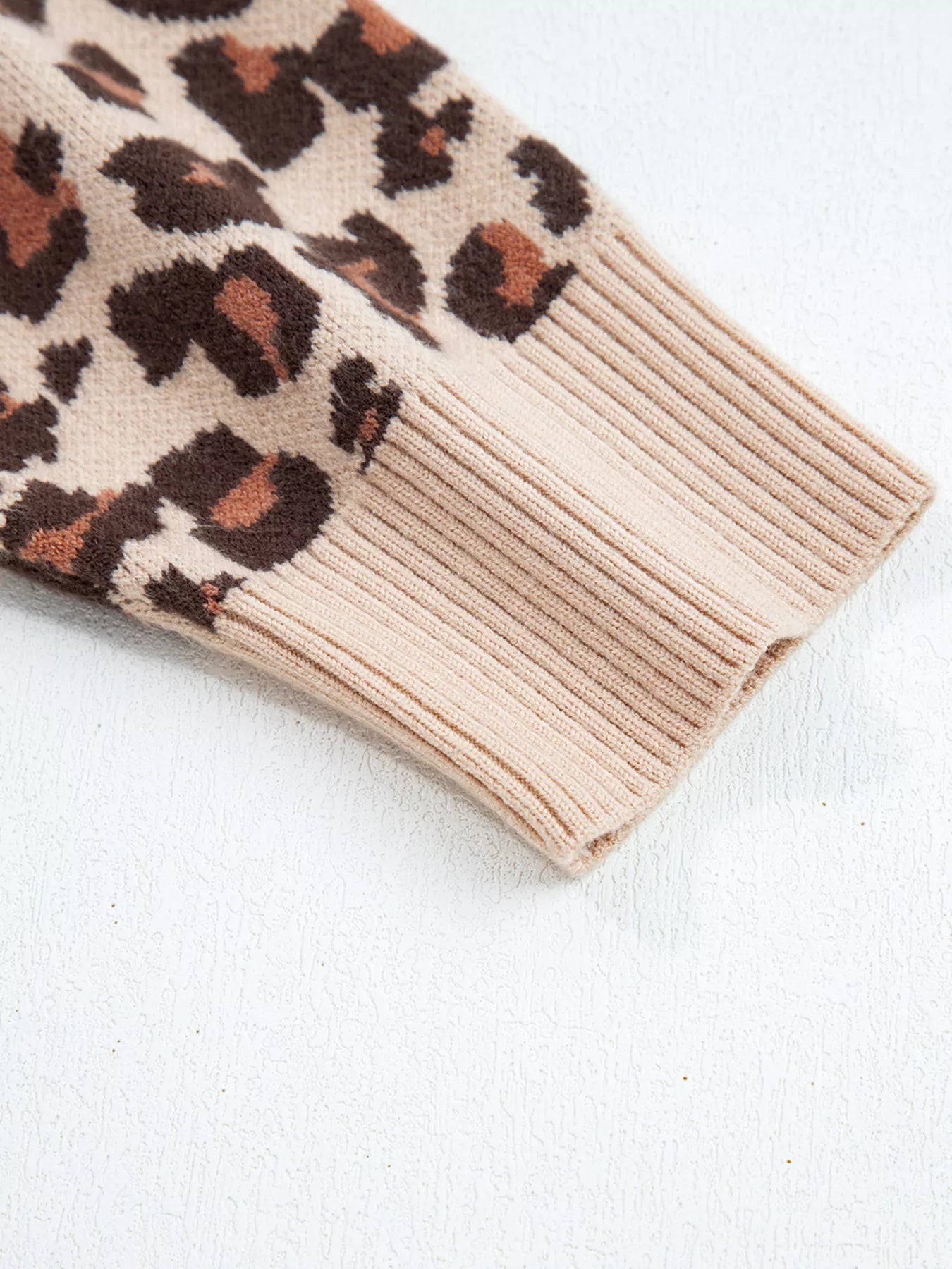 Leopard Print High Neck Shift Mini Sweater Dress - Crowned Energy CO.