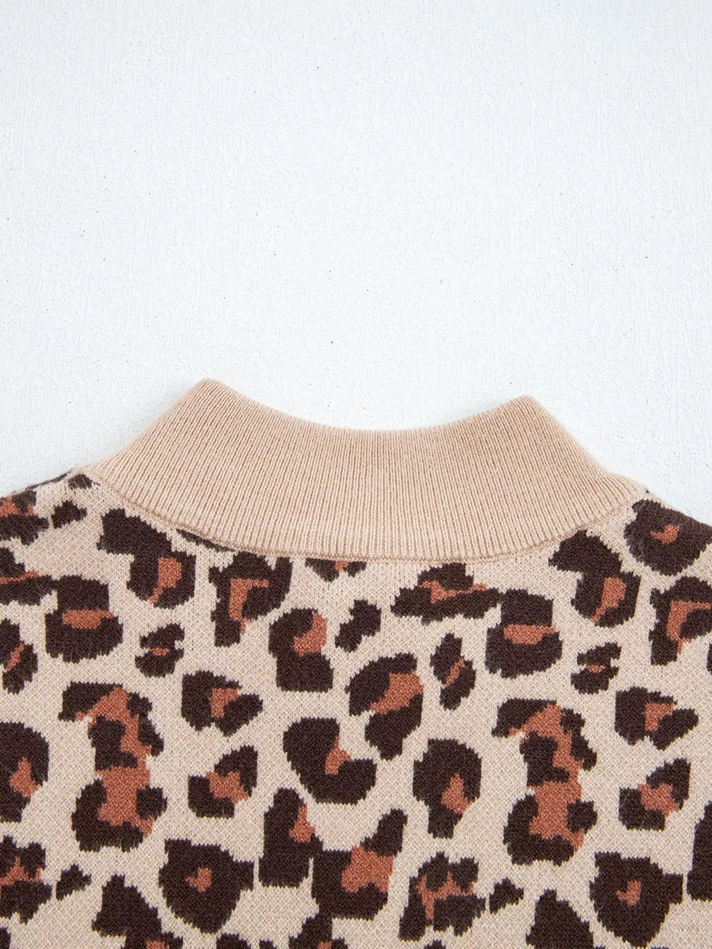Leopard Print High Neck Shift Mini Sweater Dress - Crowned Energy CO.