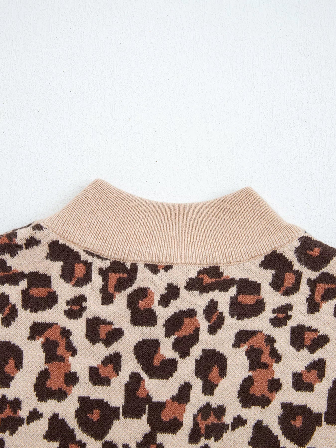 Leopard Print High Neck Shift Mini Sweater Dress - Crowned Energy CO.