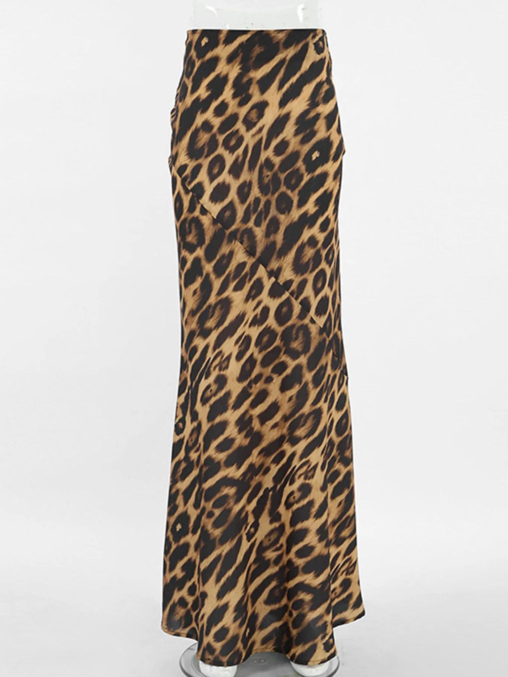 Leopard Print High Waist Flare Maxi Skirt - Crowned Energy CO.