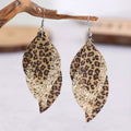 Crowned Energy CO. Gold / One Size Trendsi Earrings Leopard Print Leather Leaf Drop Earrings