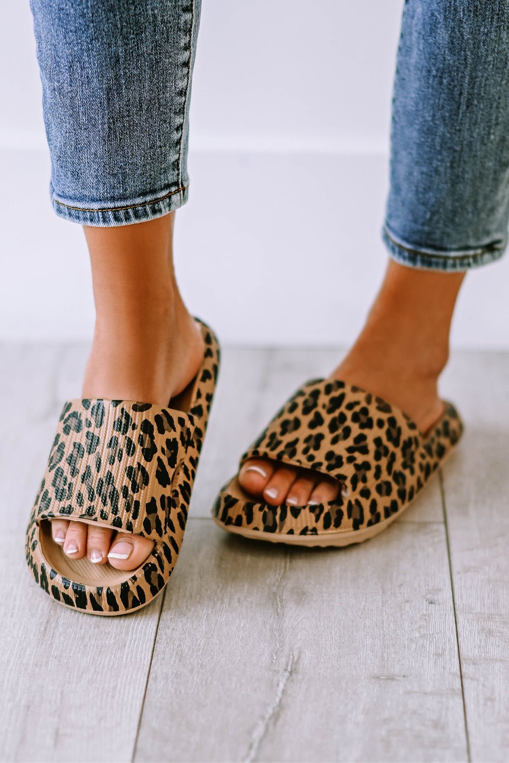 Leopard Print Thick Sole Slip On Slippers - Crowned Energy CO.