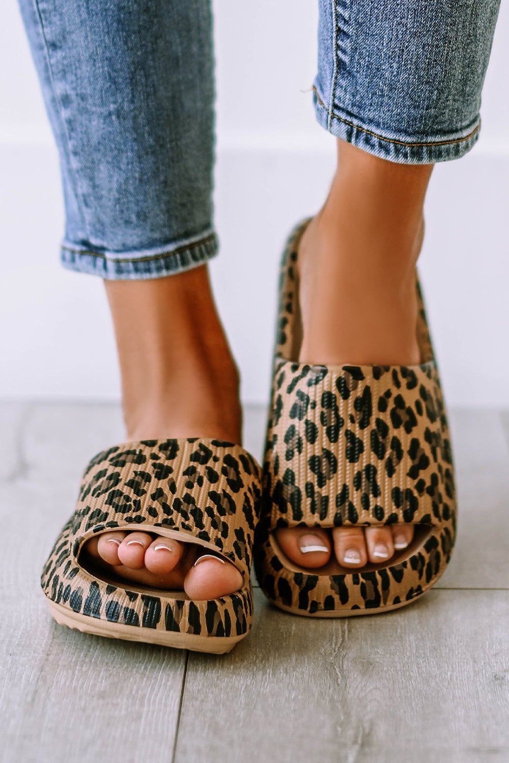 Leopard Print Thick Sole Slip On Slippers - Crowned Energy CO.
