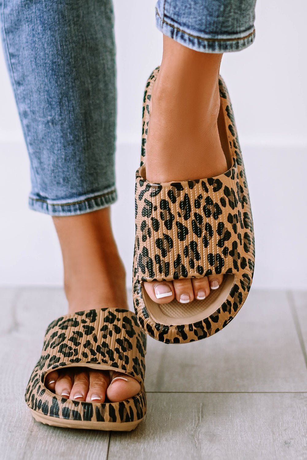 Leopard Print Thick Sole Slip On Slippers - Crowned Energy CO.